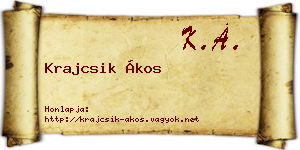 Krajcsik Ákos névjegykártya